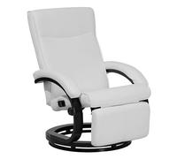 Sillón reclinable de piel sintética blanca respaldo alto ajustable base de madera reposapiés extraíble diseño moderno Might