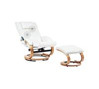 Beliani Sillón reclinable de Piel sintética con reposapiés con calefacción y Masaje Blanco Majestic