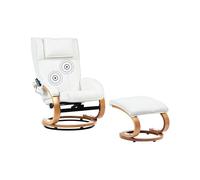 Beliani Sillón reclinable de Piel sintética con reposapiés con calefacción y Masaje Blanco Majestic