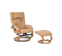 Beliani Sillón reclinable de Piel sintética con reposapiés con calefacción y Masaje marrón Claro Majestic