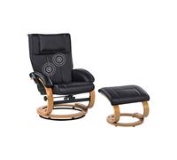 Beliani Sillón reclinable de Piel sintética con reposapiés con calefacción y Masaje Negro Majestic