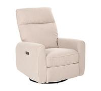 Beliani Sillón reclinable eléctrico Giratorio de bou on Puerto USB Sala de Estar Beige Claro Fobos