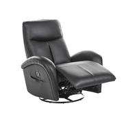 Beliani Sillón reclinable Giratorio 360° tapizado de Piel sintética con reposabrazos Negro Gaja