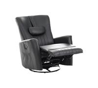 Beliani Sillón reclinable Manual con Giro de 360° reposacabezas cojín tapizado de Piel sintética Negro Rea