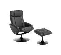 Beliani Sillón reclinable Moderno de Cuero Vegano Giratorio con reposapiés Negro Apate