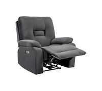 Beliani Sillón reclinable Moderno de Terciopelo reclinable eléctricamente Gris Oscuro Bergen