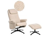 Beliani Sillón reclinable Moderno Giratorio con tapizado de bouclé con reposapiés bouclé Beige Geras