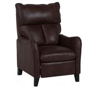Sillón reclinable tapizado en piel sintética marrón oscuro reposapiés extraíble estilo vintage respaldo alto Royston