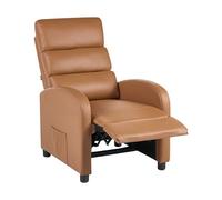 Beliani Sillón Retro reclinable Respaldo Ajustable reposapiés tapizado de Piel sintética marrón Otus