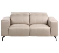 Beliani Sofá 2 plazas de Piel sintética Moderno con reposacabezas Ajustable y Patas de Metal Gris Pardo Ommel