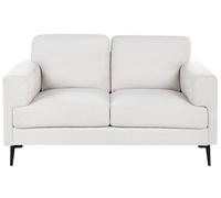 Beliani Sofá 2 plazas Minimalista de Estilo Moderno de Mediados de Siglo de Tela Patas metálicas reposabrazos Rectos Beige Claro Lousto