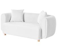 Beliani Sofá 2 plazas Moderno apartamento tapizado Patas de Madera de Caucho Tejido Blanco Lillerod