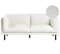 Beliani Sofá 2 plazas tapizado bouclé Patas de Hierro Muebles Sala de Estar Blanco Crema Vorgod