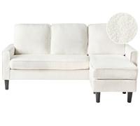 Beliani Sofá 3 plazas de Mediados de Siglo de bouclé Blanco con otomana Avesta