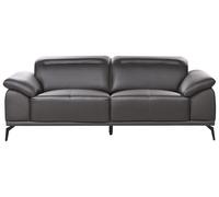 Beliani Sofá 3 plazas de Piel Vegana ecológica Moderno con reposacabezas Ajustable y Patas metálicas Negro Vejen