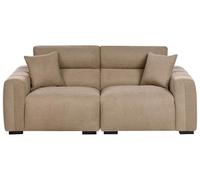 Beliani Sofá 3 plazas de Tela con Cojines tapicería Resistente al Agua Aspecto Afelpado marrón Claro Fauskan