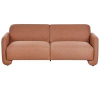 Beliani Sofá 3 plazas de Tela tapicería de poliéster Amplio Respaldo con reposabrazos Muebles de Sala de Estar Retro marrón Dorado Saland