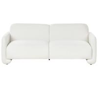 Beliani Sofá 3 plazas de Tela tapicería de poliéster Amplio Respaldo con reposabrazos Muebles de Sala de Estar Retro Blanco Saland