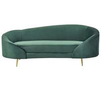 Sofá 3 plazas de terciopelo verde esmeralda dorado diseño curvo patas metal Savar