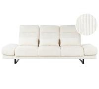 Beliani Sofá 3 plazas Moderno de Pana Patas Acero apoyabrazos y Respaldo Regulables Beige Claro Ikast