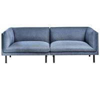 Beliani Sofá 3 plazas tapizado Tela de poliéster Patas de Hierro Muebles Sala de Estar Azul Oscuro Vorgod