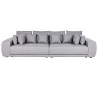 Sofá 4 plazas gris negro poliéster cojines respaldo sala de estar Torpo