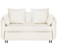 Beliani Sofá Cama 2 plazas Beige Claro función de Dormir reposabrazos perfilados Hovin