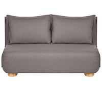 Beliani Sofá Cama 2 plazas con tapizado de imitación de Lino Patas de Madera sin Brazos para niños Gris Oscuro Abisko