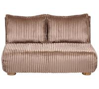 Beliani Sofá Cama 2 plazas con tapizado de Piel sintética Patas de Madera sin Brazos para niños marrón Claro Abisko