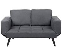 Beliani Sofá Cama 2 plazas Gris Oscuro reposabrazos Ajustables Estilo Minimalista Brekke