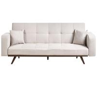 Beliani Sofá Cama 3 plazas tapizado con Patas de Hierro y reposabrazos Rectos Beige Claro Hjulby