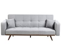 Beliani Sofá Cama 3 plazas tapizado con Patas de Hierro y reposabrazos Rectos Gris Hjulby