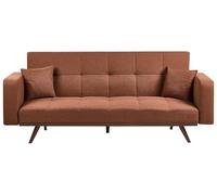 Beliani Sofá Cama 3 plazas tapizado con Patas de Hierro y reposabrazos Rectos marrón Dorado Hjulby