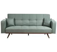 Beliani Sofá Cama 3 plazas tapizado con Patas de Hierro y reposabrazos Rectos Verde Hjulby