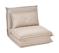 Beliani Sofá Cama Individual Plegable Minimalista Moderno 1 Plaza con cojín sillón puf para Invitados Beige Dellen