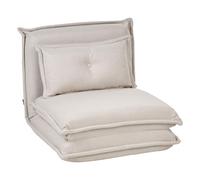 Beliani Sofá Cama Individual Plegable Minimalista Moderno 1 Plaza con cojín sillón puf para Invitados Blanco Crema Dellen