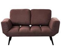 Beliani Sofá Cama Moderno 2 plazas reposabrazos Ajustables Patas de Metal función para Dormir de bouclé marrón Brekke