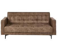 Beliani Sofá Cama Moderno de 3 plazas tapizado de Piel sintética reclinable con capitoné marrón Aberdeen