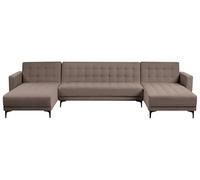 Beliani Sofá Cama Modular en Forma de U sofá de 3 plazas con 2 Chaise Longues Tela Gris Pardo Aberdeen