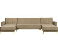 Beliani Sofá cama modular en u terciopelo arena 5 plazas