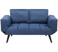 Sofá cama 2 plazas azul marino reposabrazos ajustables estilo minimalista Brekke