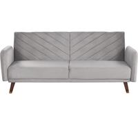 Beliani Sofá cama terciopelo gris claro 3 plazas