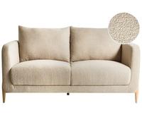 Beliani Sofá de 2 plazas tapizado de bouclé con reposabrazos Patas de Madera Sala de Estar Beige Gimo