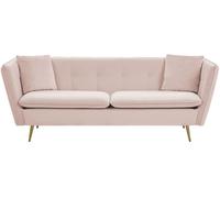 Beliani Sofá de 3 plazas 3 personas de terciopelo rosa