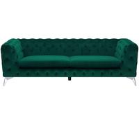 Beliani Sofá de 3 plazas 3 personas de terciopelo verde