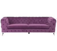 Beliani Sofá de 3 plazas de Terciopelo Violeta Estilo Chesterfield con Respaldo bajo Sotra