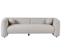 Beliani Sofá de 3 plazas sofá Moderno de Tela Cojines adicionales Redondos Beige Claro Leiren