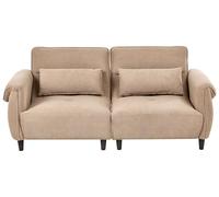 Beliani Sofá de 3 plazas tapizado de poliéster Repelente al Agua Sala de Estar Estilo Moderno marrón Claro Wetlan