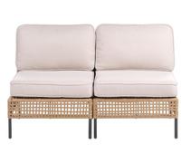 Beliani Sofá de Exterior de ratán sintético 2 plazas Estructura de Metal Cojines para el Respaldo y el Asiento olefina Repelente al Agua sin reposabrazos Beige Claro OMEGANA