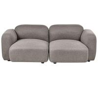 Beliani Sofá escandinavo de 3 plazas Respaldo tapizado Patas de Madera con Tapas Protectoras de Tela Gris Oscuro Afoss